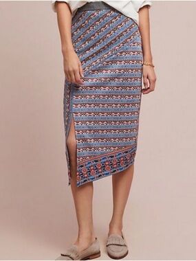 Akemi + Kin Anthropologie Women's Striped‎ Splendor Patterned Midi Skirt Size M